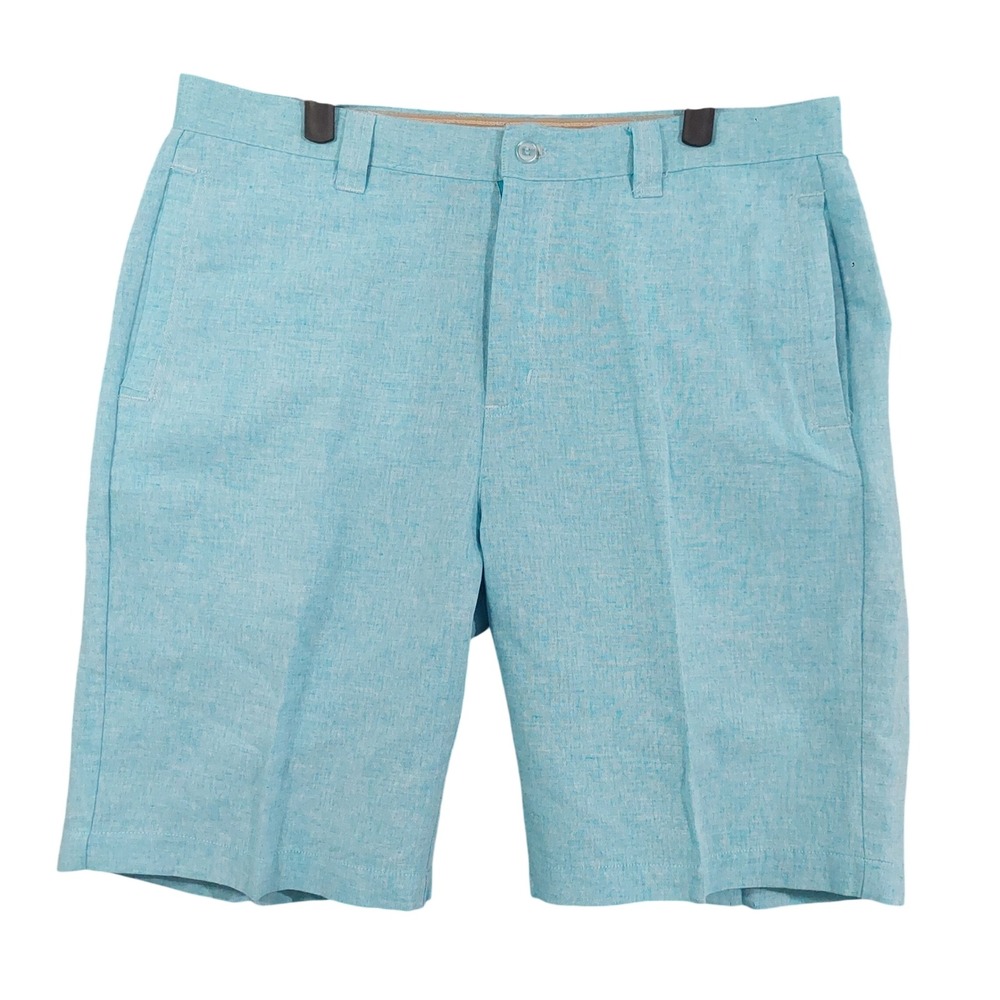 Amiani Shorts Mens 34 Blue Linen Blend Relaxed 9'' Inseam Summer Beach Boating